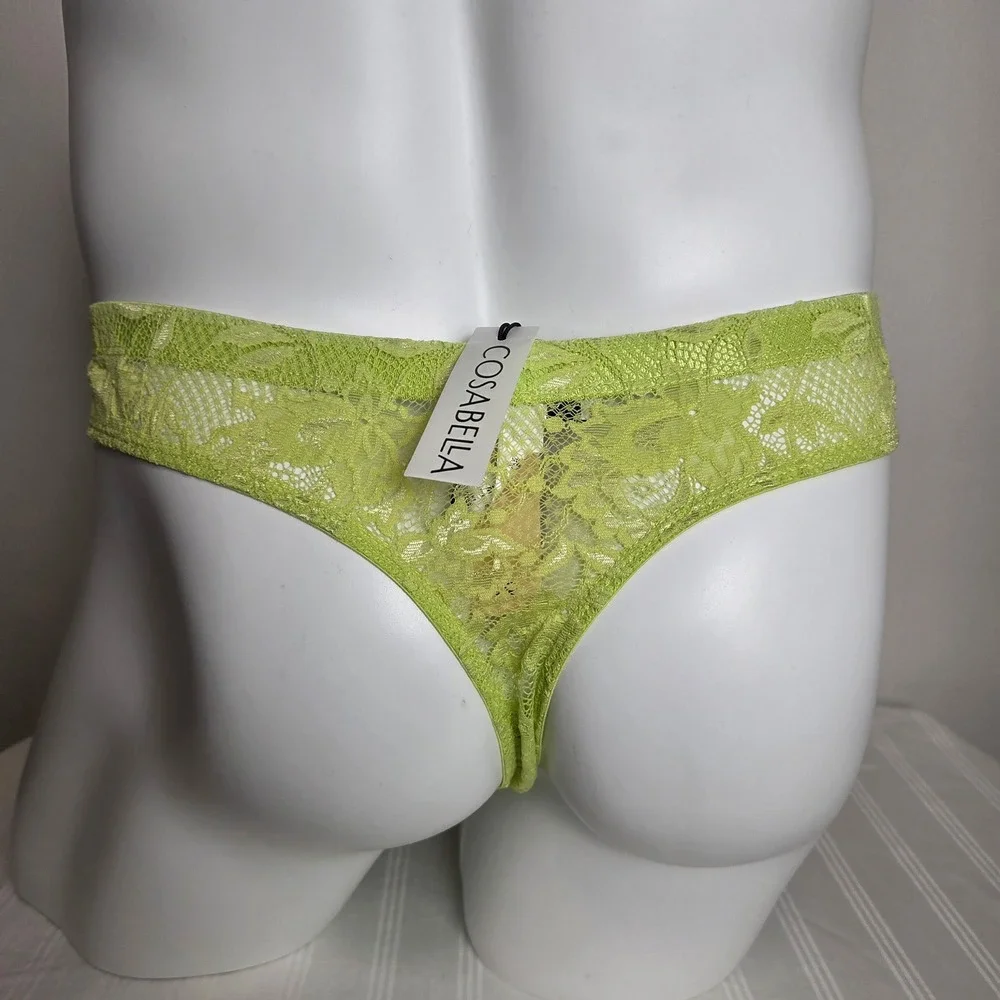 Cosabella Never‎ Say Never Mens Lace Thong Lime Green Floral Low Rise Underwear